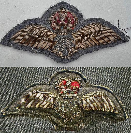 World War II Royal Air Force (RAF) Pilot Wings. Three variants. Photograph - Art goes to War