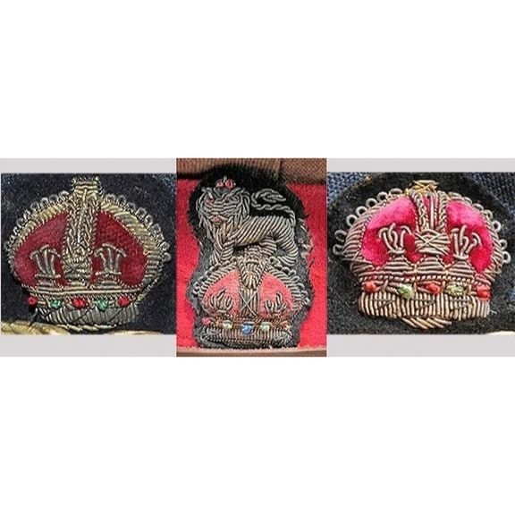 WW2 UK Bullion Cap Badges with Red Crowns. Combination Image. Photograph - Art goes to War